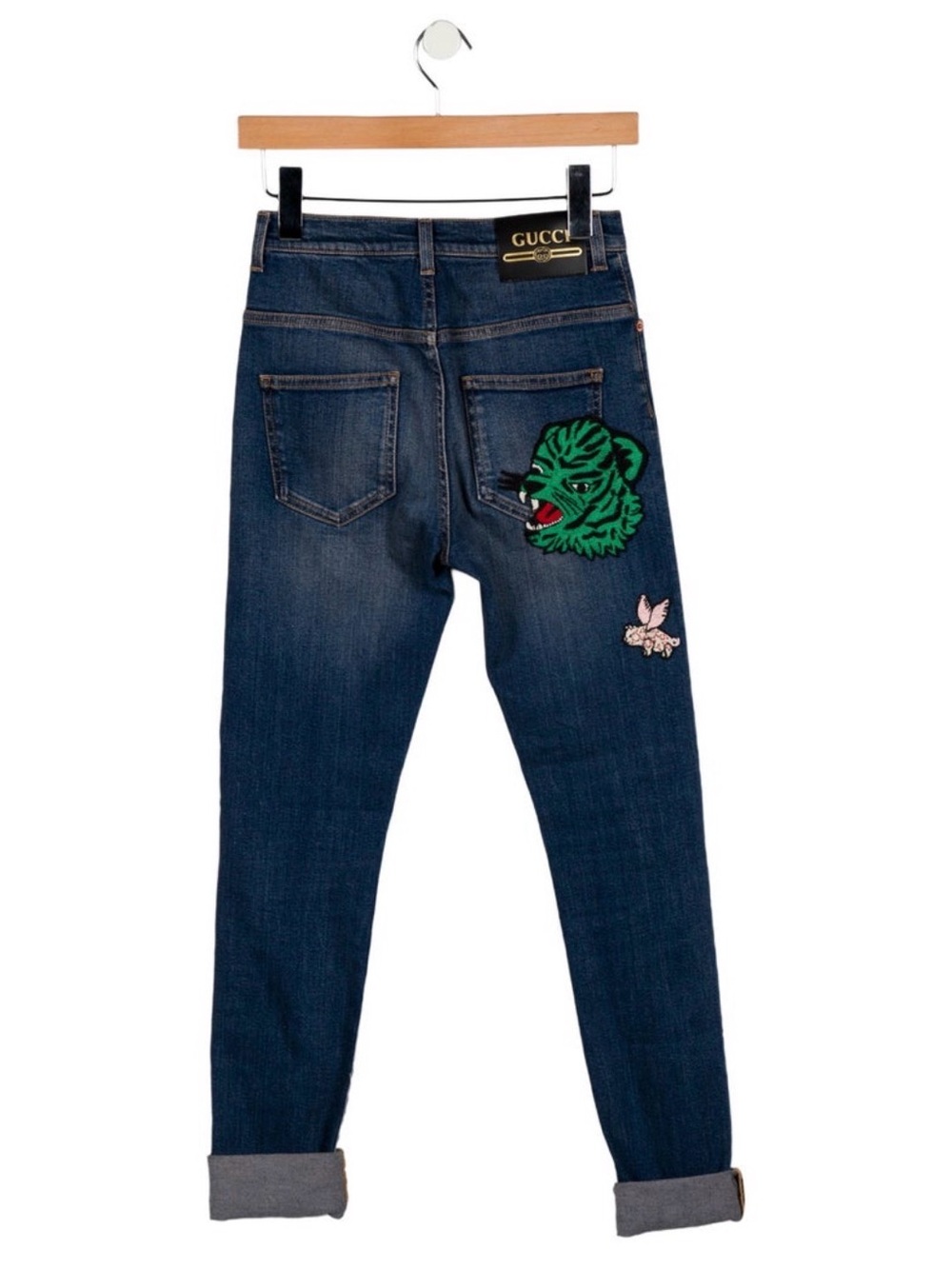 Gucci Dark Wash Jeans with Colorful Embroidery Xs-24